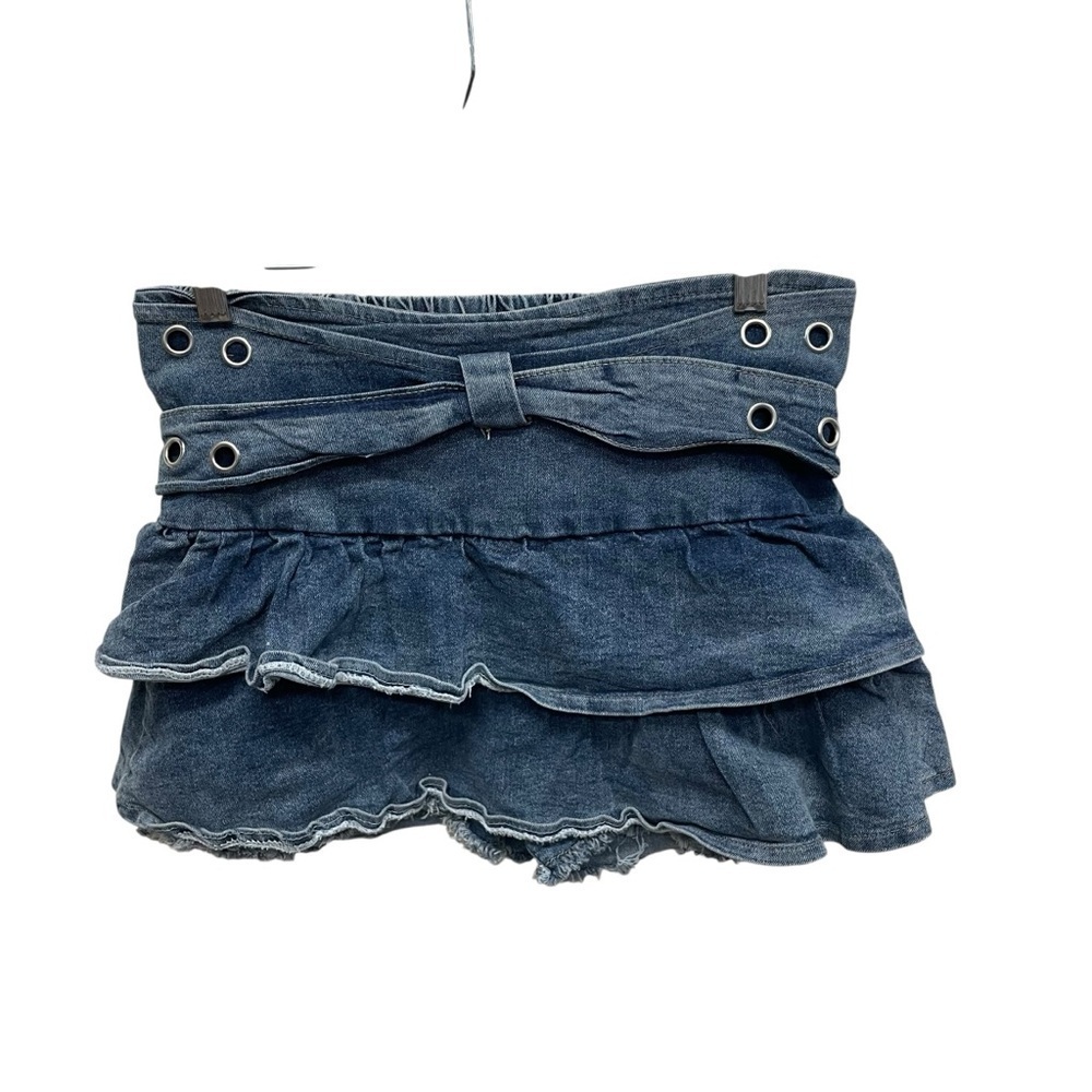 Women’s micro mini denim jean skirt Y2K pleated skort size small/medium